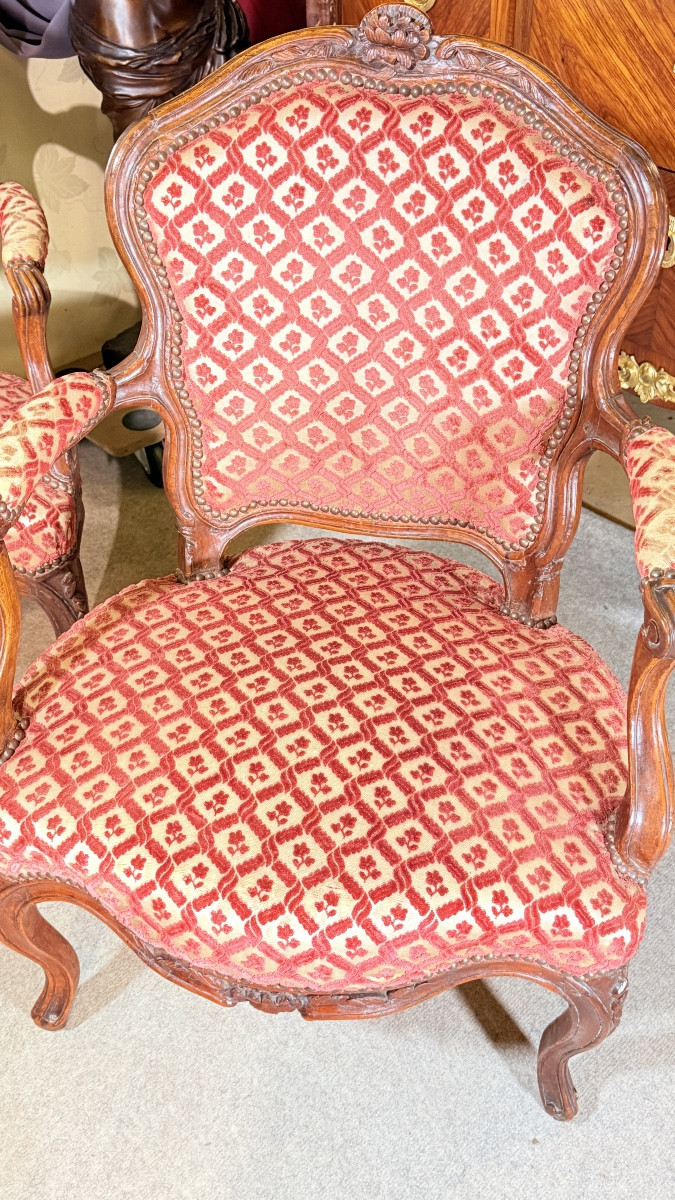 Suite de 4 Fauteuils Lyonnais , Époque Louis XV , XVIIIe Siècle -photo-6