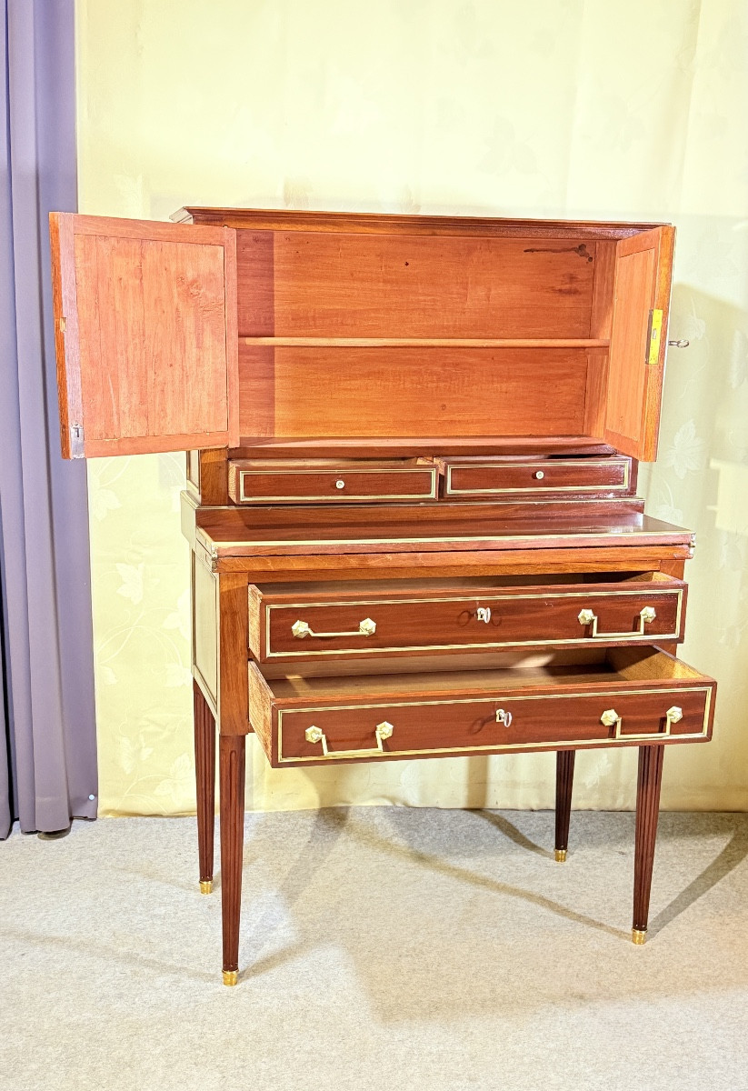 Bureau à Gradins Louis XVI , Époque XIXe Siècle -photo-8