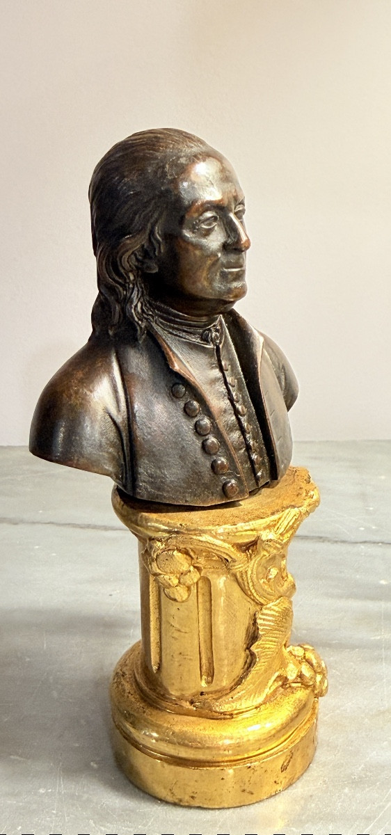 Buste en Bronze à Patine Brune , signé HOUDON , vers 1895 -photo-3