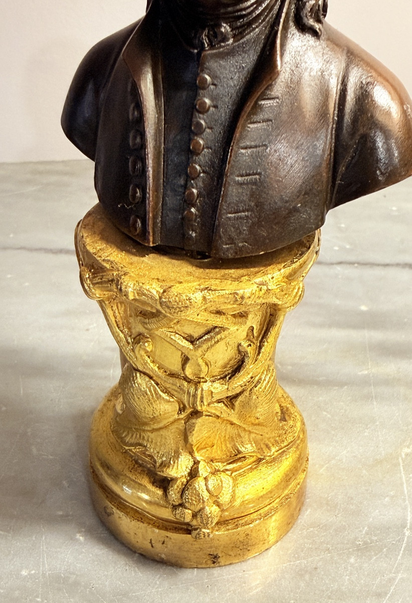Buste en Bronze à Patine Brune , signé HOUDON , vers 1895 -photo-4