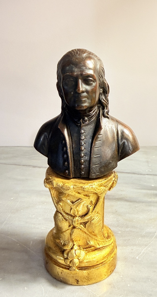 Buste en Bronze à Patine Brune , signé HOUDON , vers 1895 -photo-4