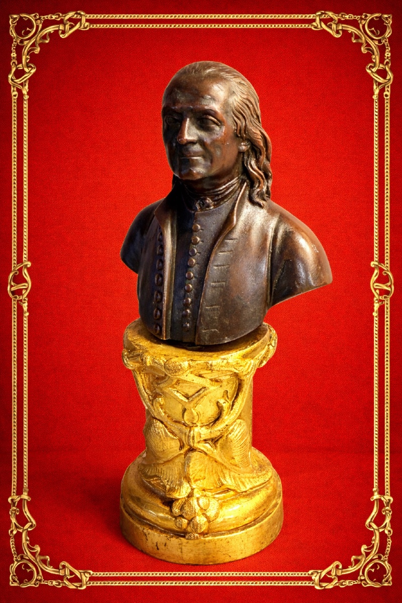 Buste en Bronze à Patine Brune , signé HOUDON , vers 1895 