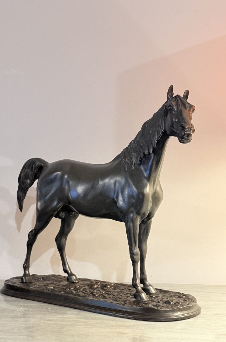 Cheval en Bronze  signé Pierre Jules MÈNE et BARBEDIENNE. -photo-3