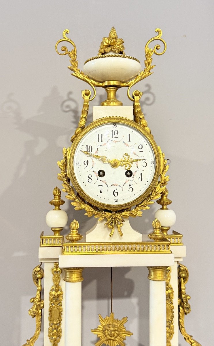 Pendule Louis XVI , en Bronze et Marbre Blanc , JAPY Frères -photo-6