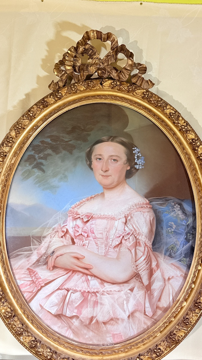 Pastel Signed Amélie Fayolle (1826-1880), 19th Century -photo-5