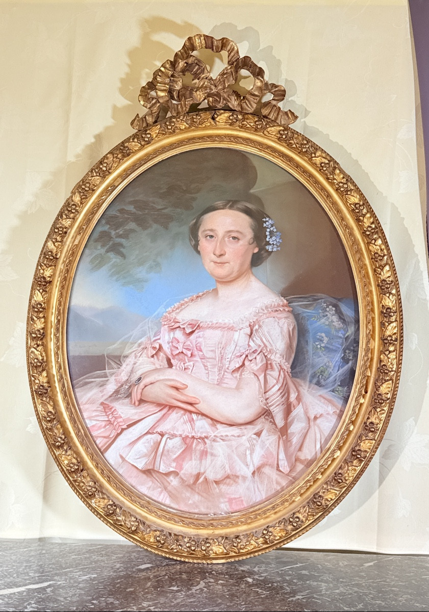 Pastel Signed Amélie Fayolle (1826-1880), 19th Century -photo-6