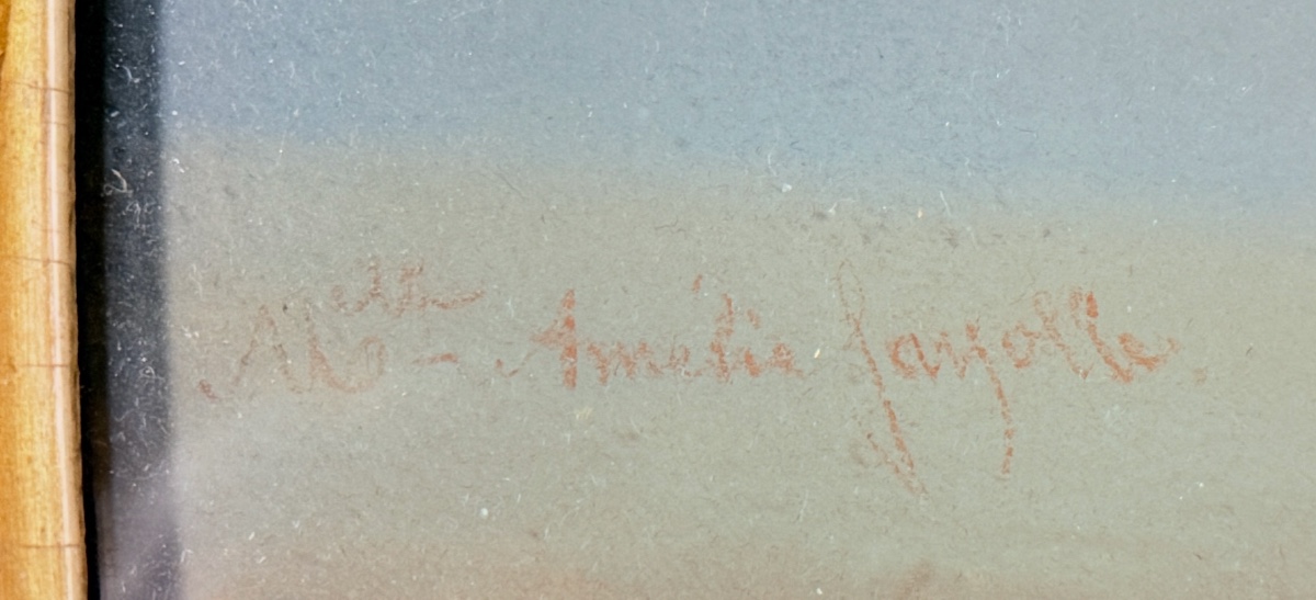 Pastel Signed Amélie Fayolle (1826-1880), 19th Century -photo-7