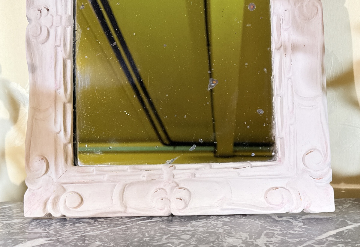 Miroir Louis XVI , en Bois rechampi , Époque XVIIIe Siècle -photo-4