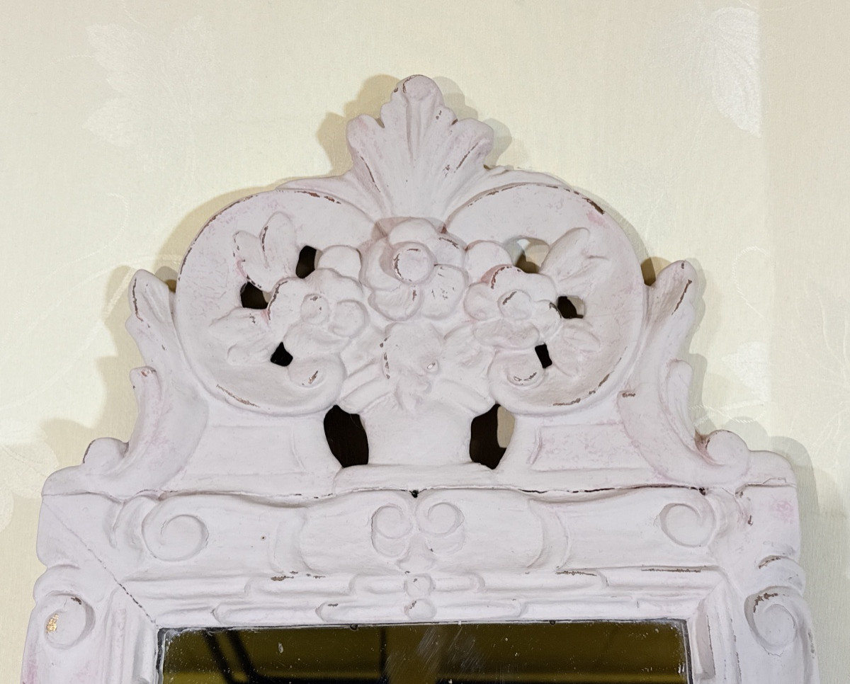 Miroir Louis XVI , en Bois rechampi , Époque XVIIIe Siècle -photo-3