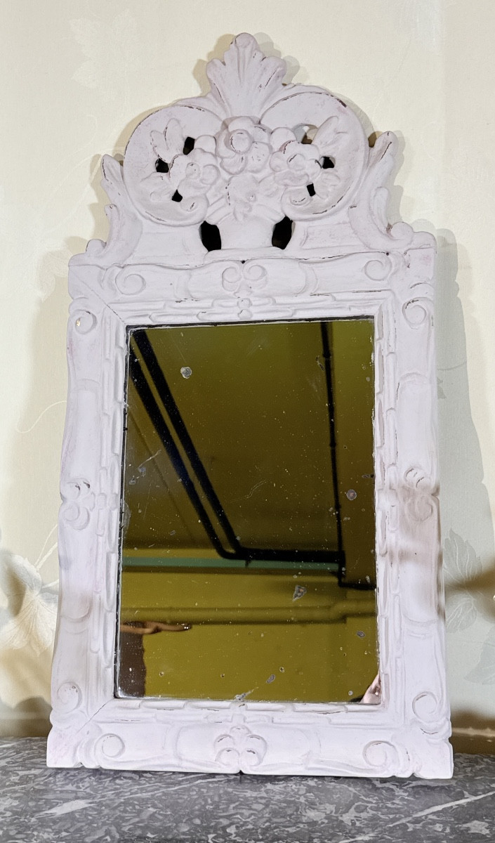 Miroir Louis XVI , en Bois rechampi , Époque XVIIIe Siècle -photo-4