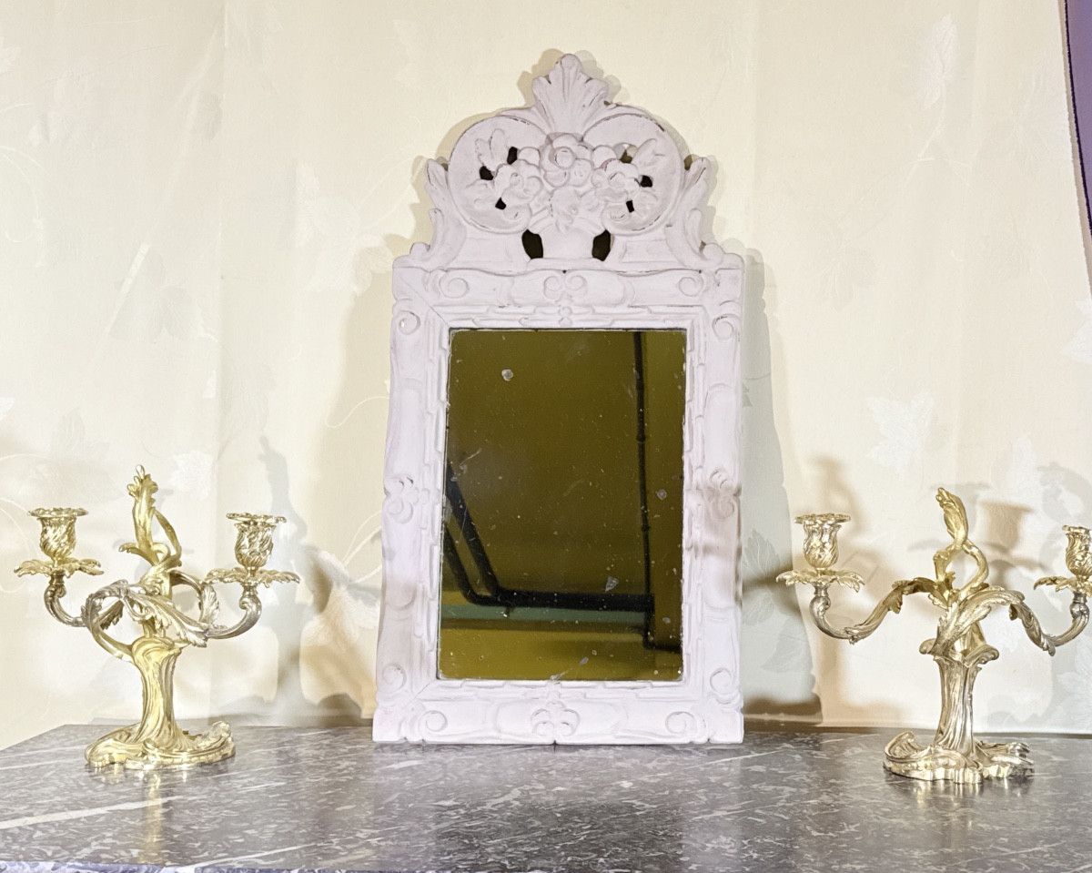 Miroir Louis XVI , en Bois rechampi , Époque XVIIIe Siècle -photo-5
