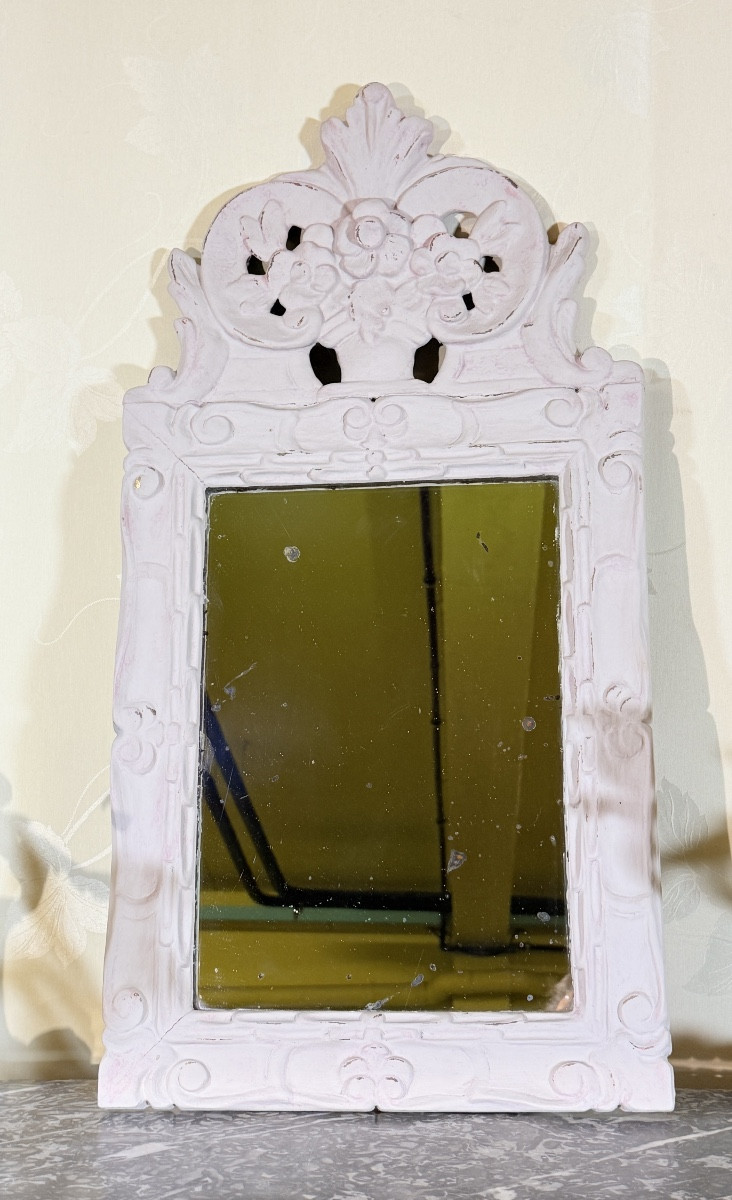 Miroir Louis XVI , en Bois rechampi , Époque XVIIIe Siècle -photo-6