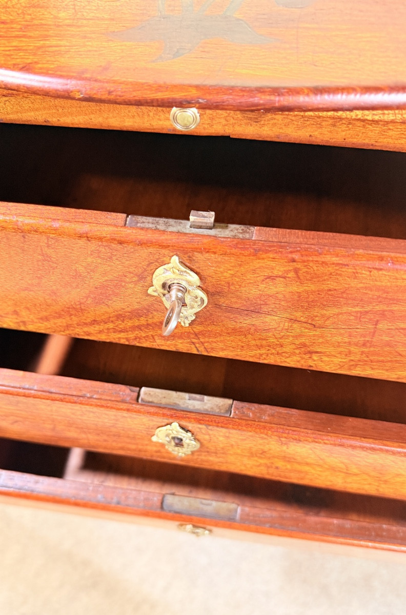 Chiffonnière Louis XV en Merisier , Époque XVIIIe Siècle -photo-3