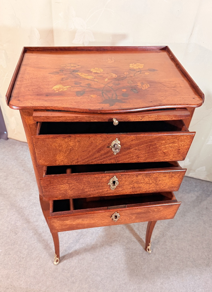 Chiffonnière Louis XV en Merisier , Époque XVIIIe Siècle -photo-1