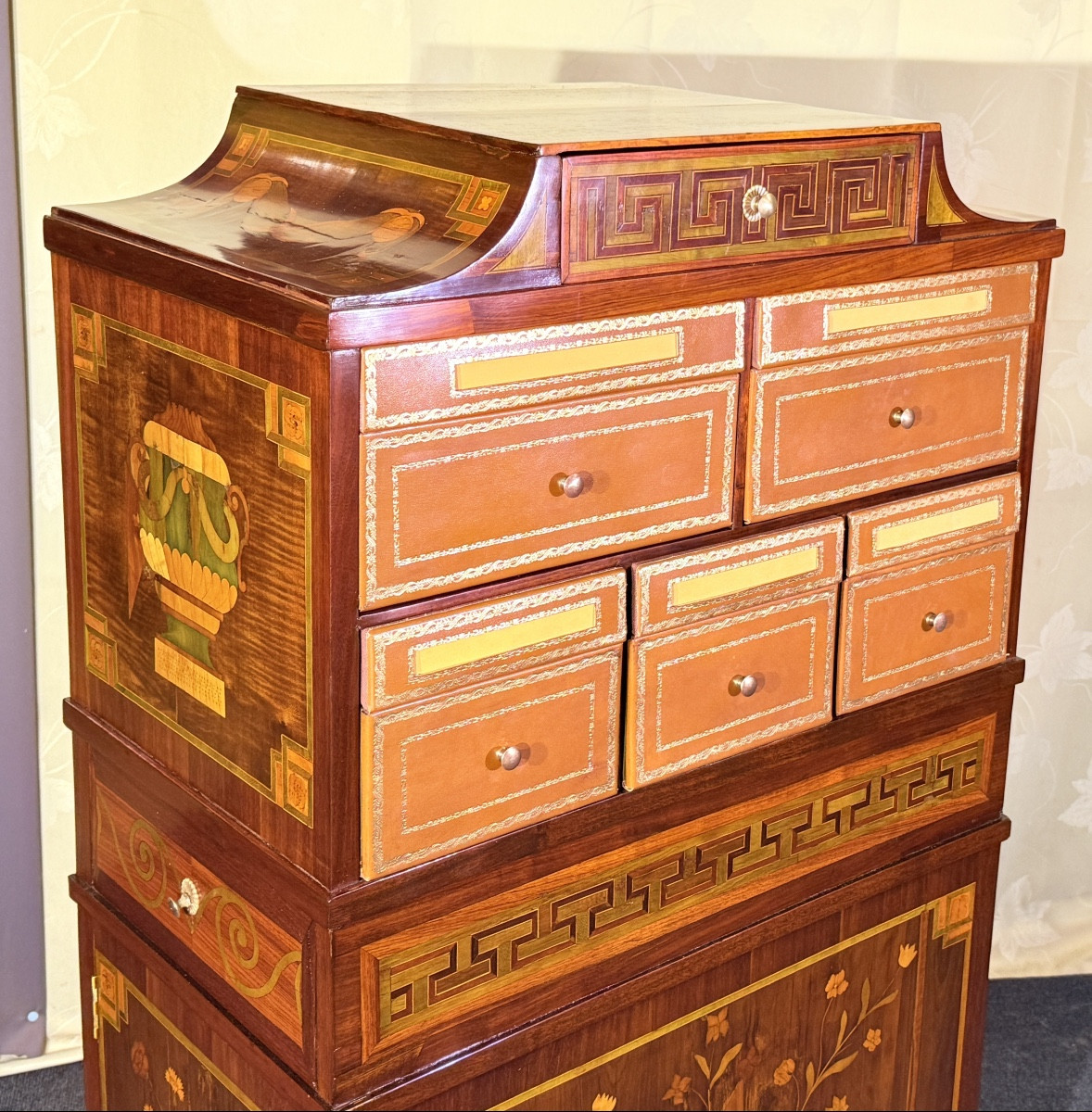 Cartonnier Louis XVI en Marqueterie , Époque XVIIIe Siècle -photo-3