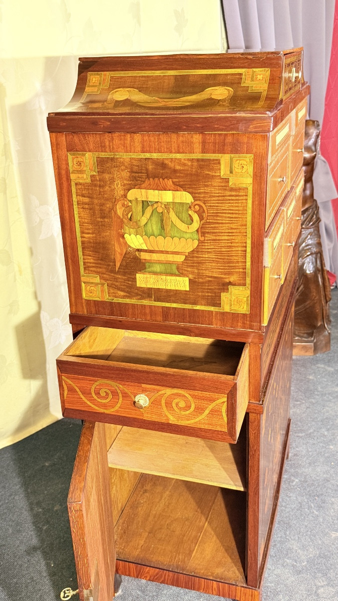 Cartonnier Louis XVI en Marqueterie , Époque XVIIIe Siècle -photo-1