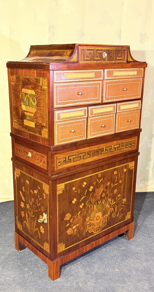 Cartonnier Louis XVI en Marqueterie , Époque XVIIIe Siècle -photo-7