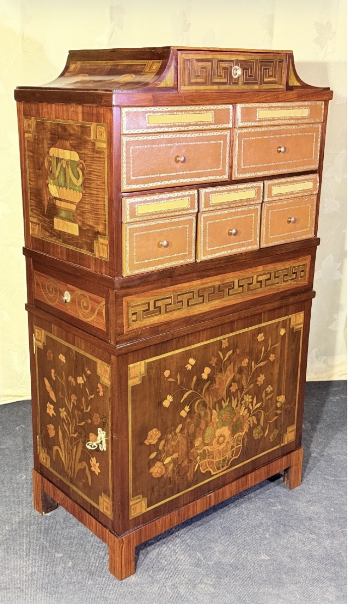 Important Marquetry Cabinet In Precious Woods. French Work, Louis XVI Period,