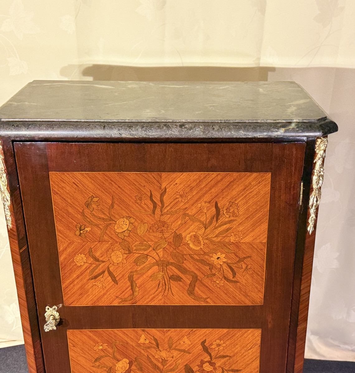 Meuble d’appui En Marqueterie Florale   , Époque XIXe Siècle -photo-3