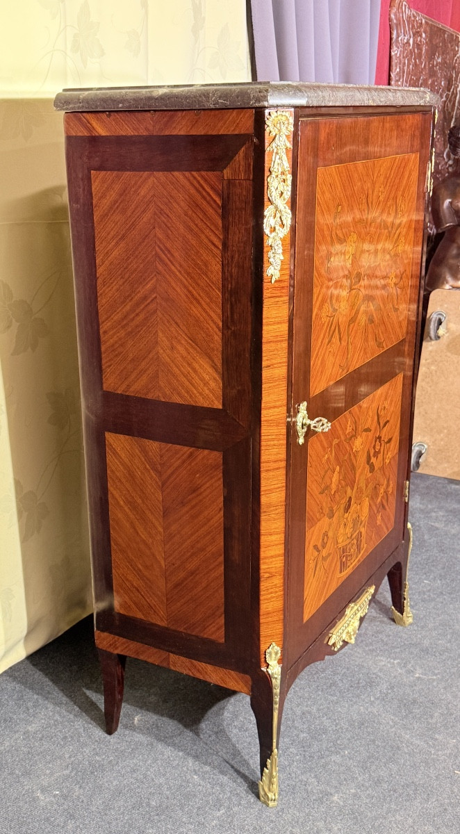 Meuble d’appui En Marqueterie Florale   , Époque XIXe Siècle -photo-4