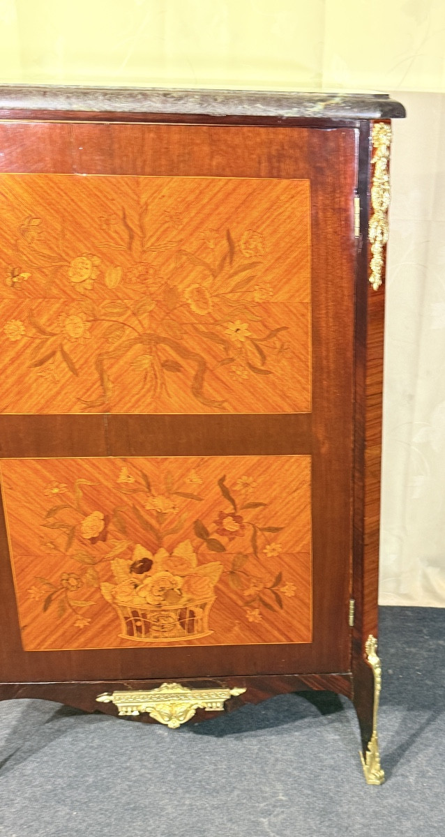 Meuble d’appui En Marqueterie Florale   , Époque XIXe Siècle -photo-2