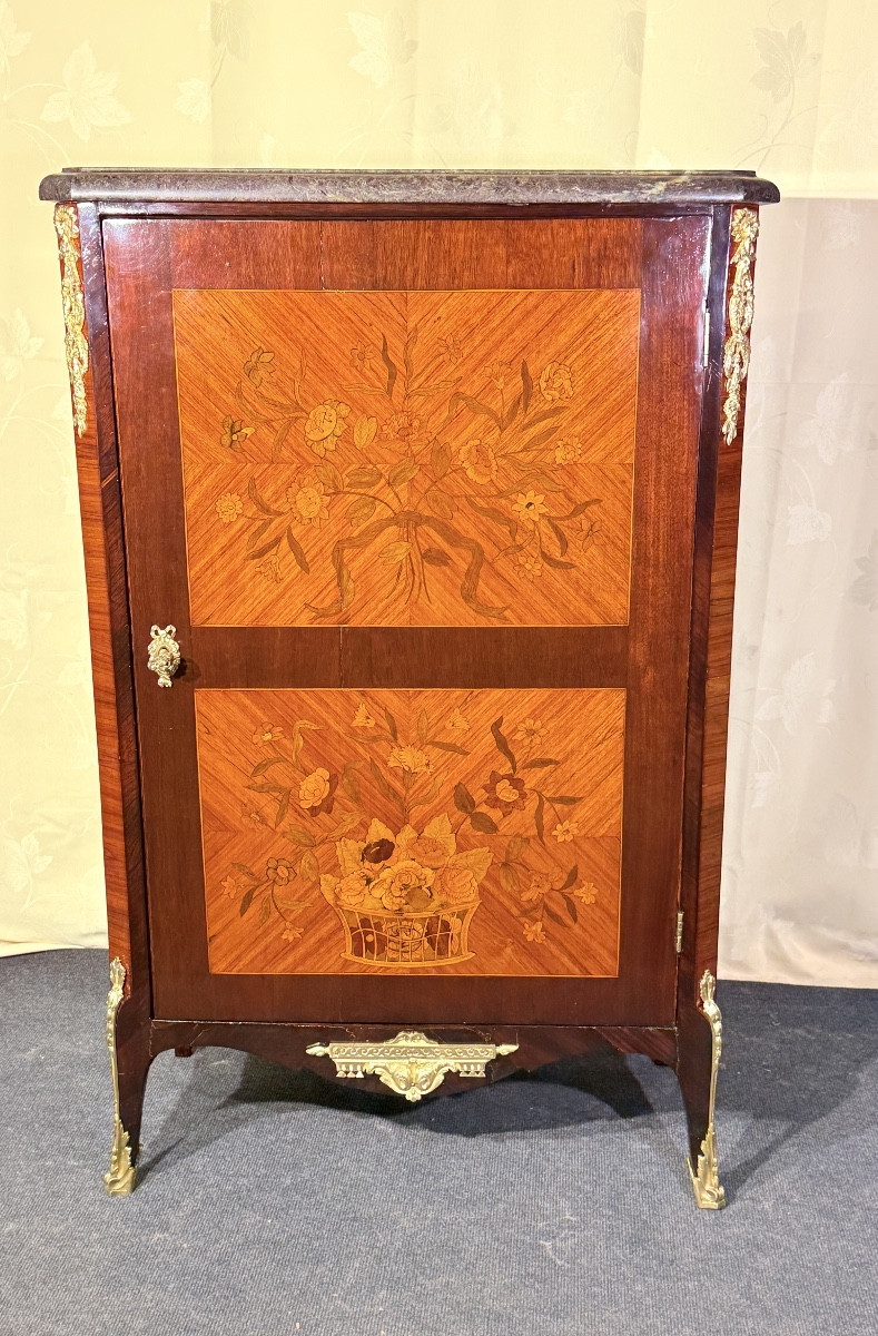Meuble d’appui En Marqueterie Florale   , Époque XIXe Siècle -photo-4