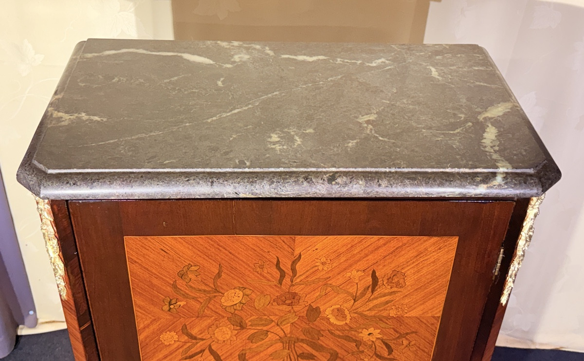 Meuble d’appui En Marqueterie Florale   , Époque XIXe Siècle -photo-6
