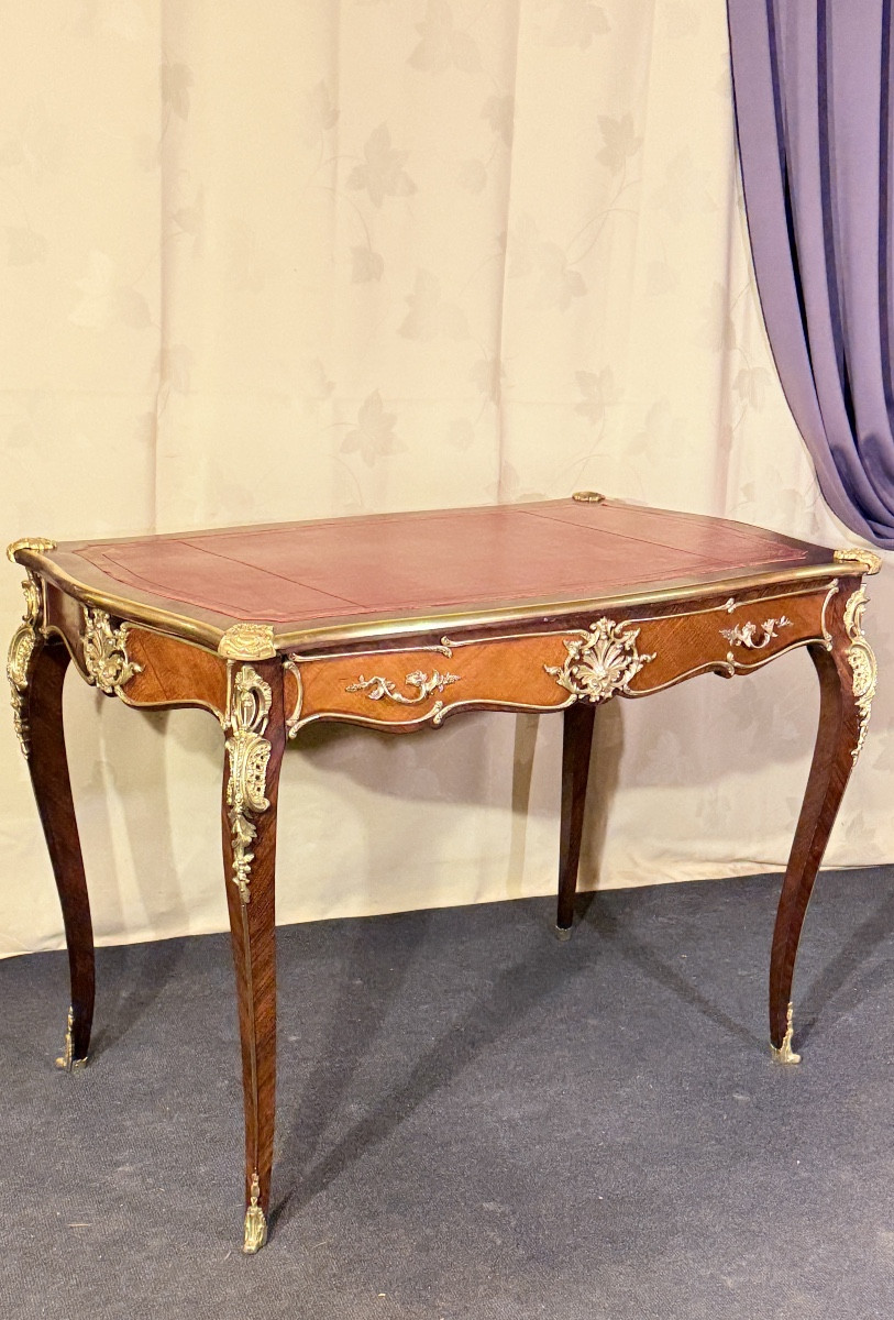 Bureau Louis XV en Marqueterie , Époque XIXe Siècle -photo-2