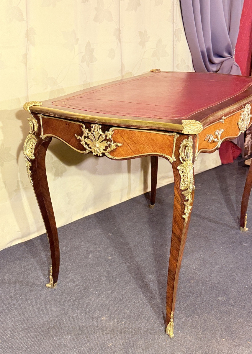 Bureau Louis XV en Marqueterie , Époque XIXe Siècle -photo-3