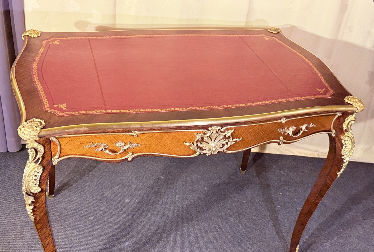 Bureau Louis XV en Marqueterie , Époque XIXe Siècle -photo-4