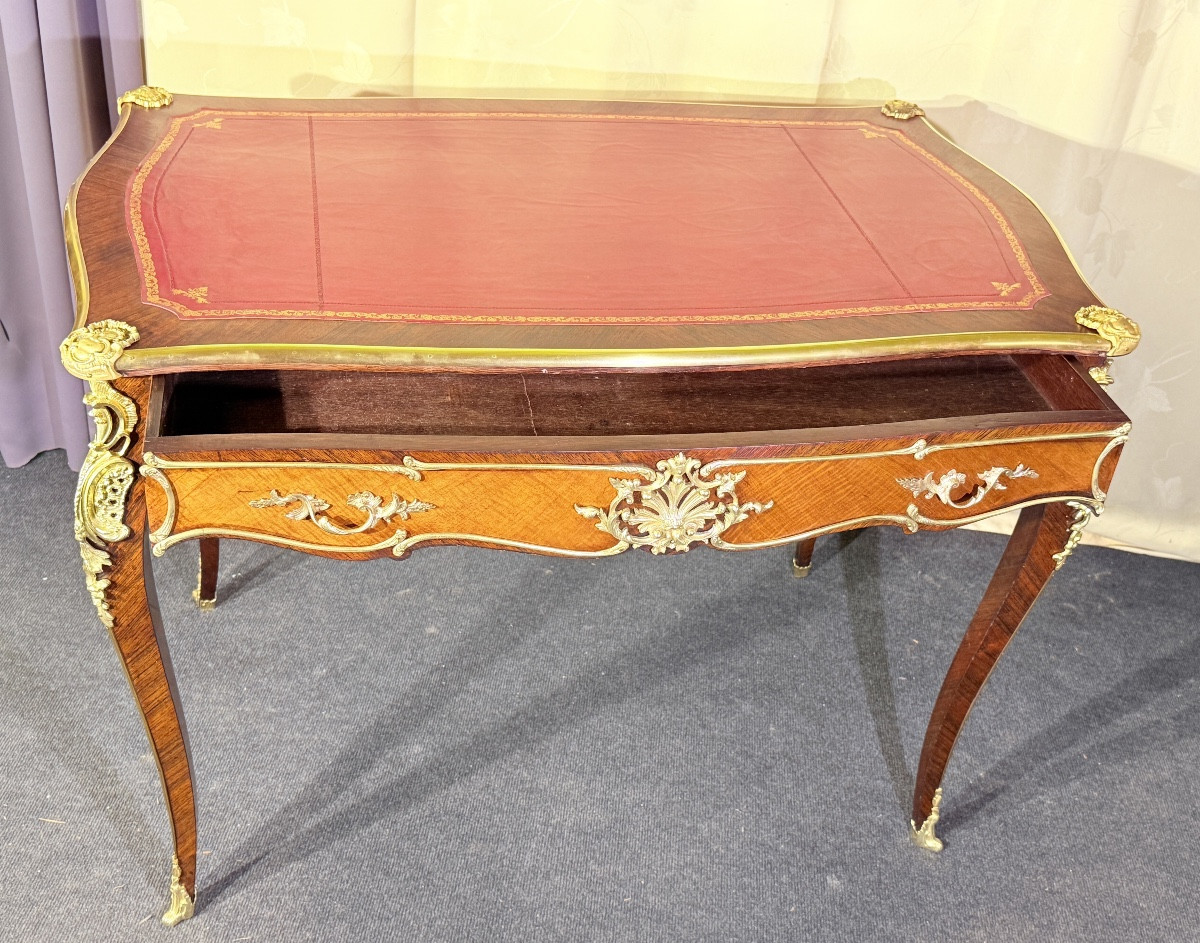 Bureau Louis XV en Marqueterie , Époque XIXe Siècle -photo-1