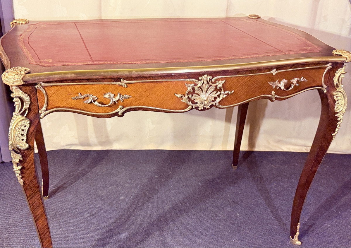 Bureau Louis XV en Marqueterie , Époque XIXe Siècle -photo-5