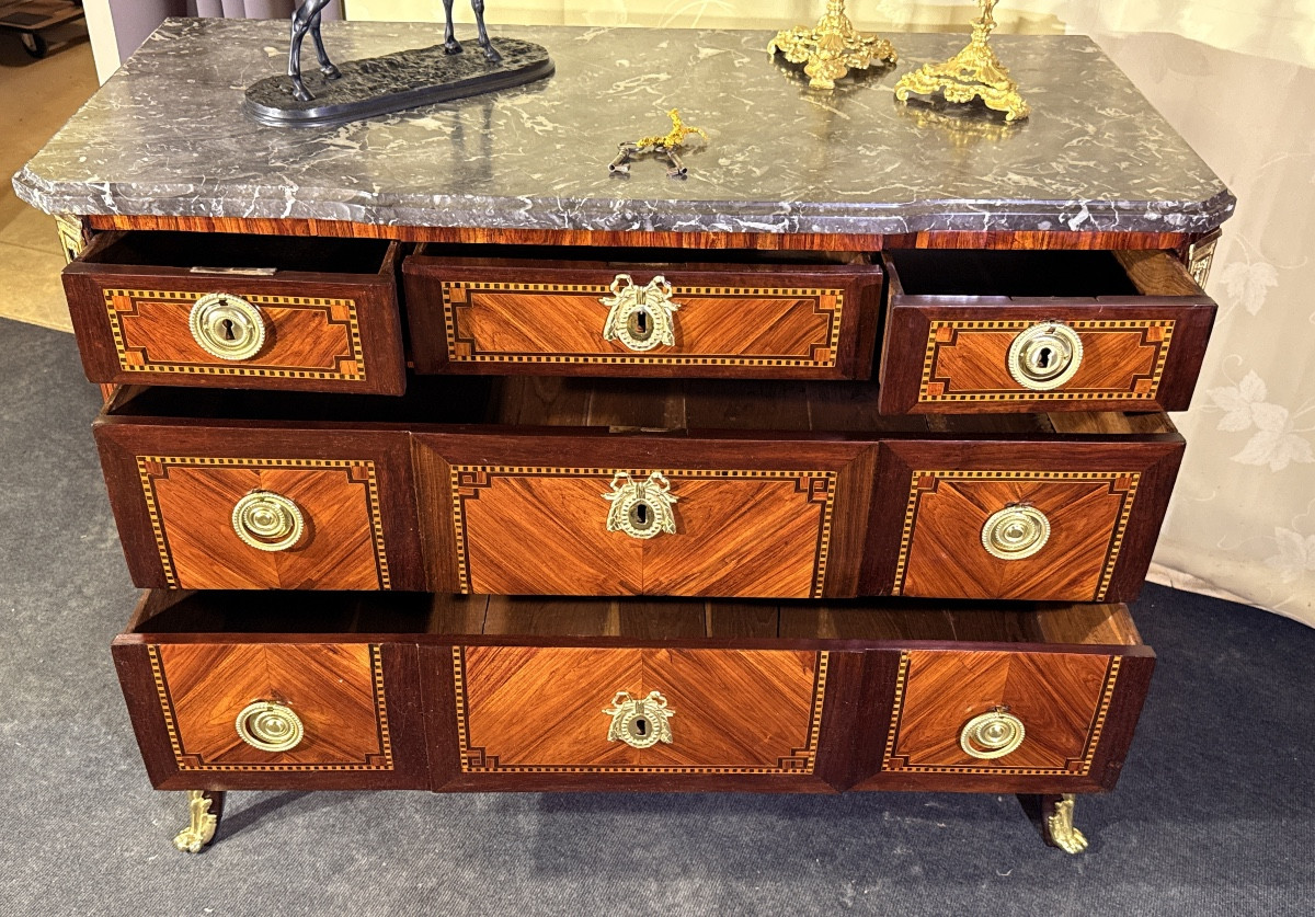 Transitional Marquetry Chest Of Drawers. 18th Century-photo-1