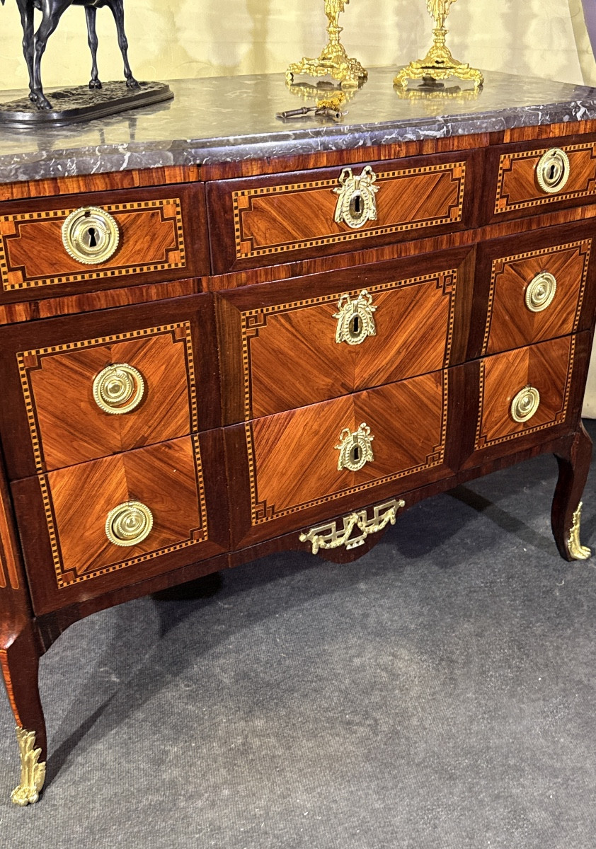 Transitional Marquetry Chest Of Drawers. 18th Century-photo-2