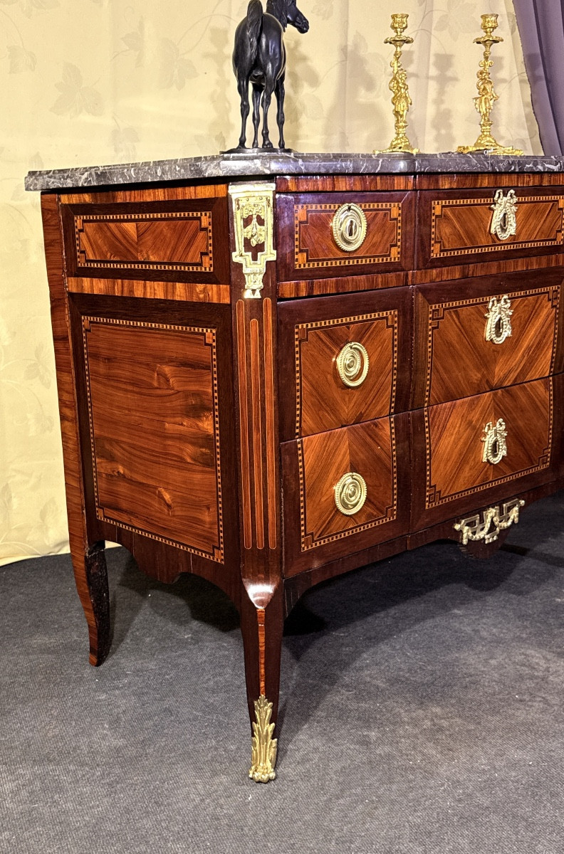Transitional Marquetry Chest Of Drawers. 18th Century-photo-3