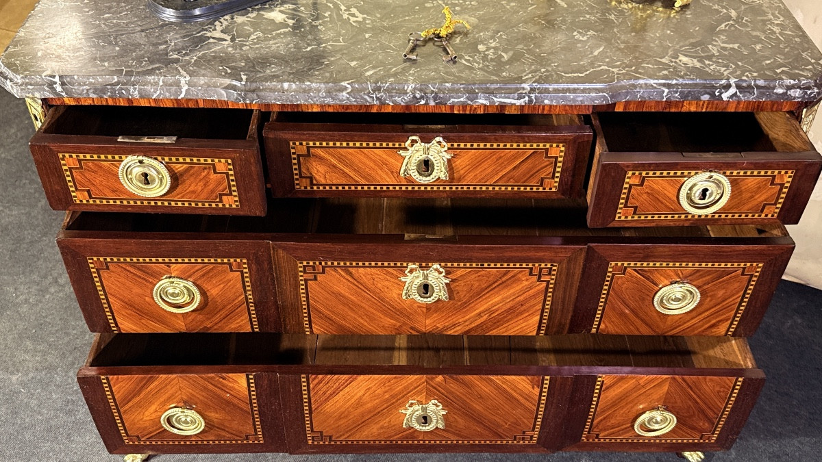 Transitional Marquetry Chest Of Drawers. 18th Century-photo-6