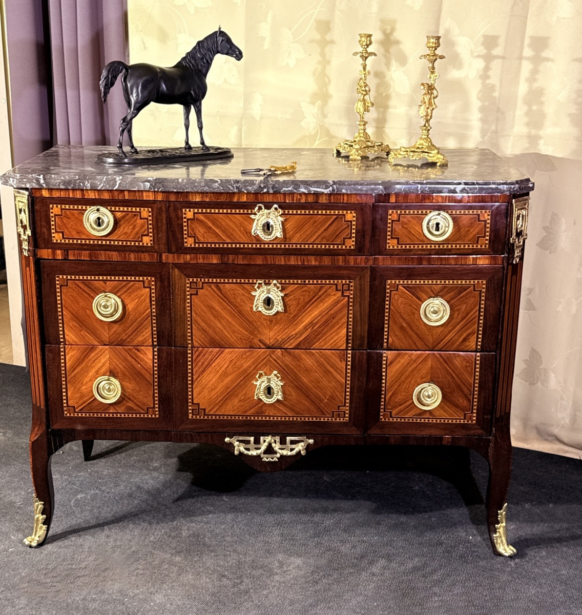 Transitional Marquetry Chest Of Drawers. 18th Century-photo-8