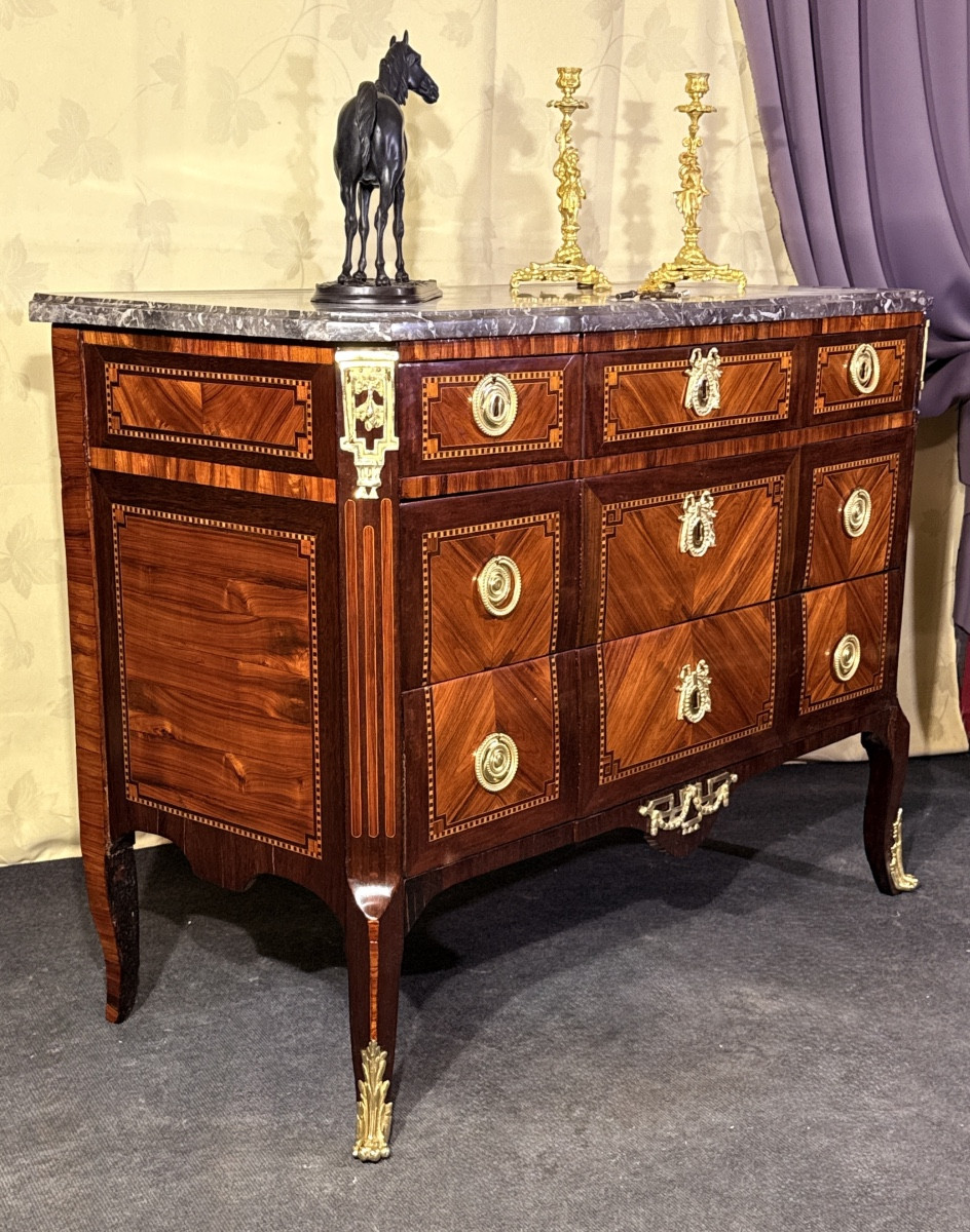 Transitional Marquetry Chest Of Drawers. 18th Century