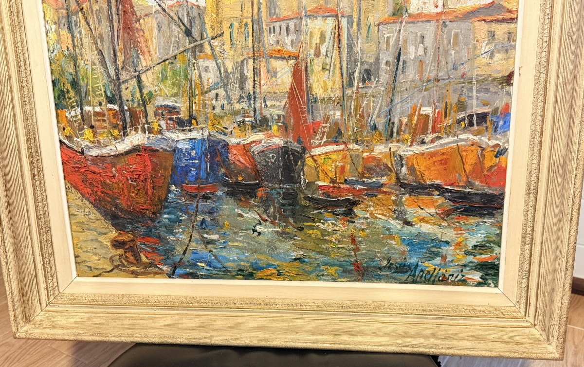 Mediterranean Oil On Canvas, 20th Century-photo-2