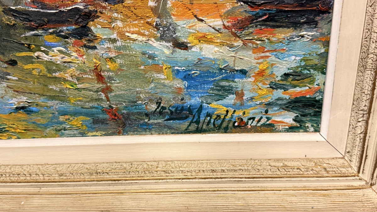 Mediterranean Oil On Canvas, 20th Century-photo-4