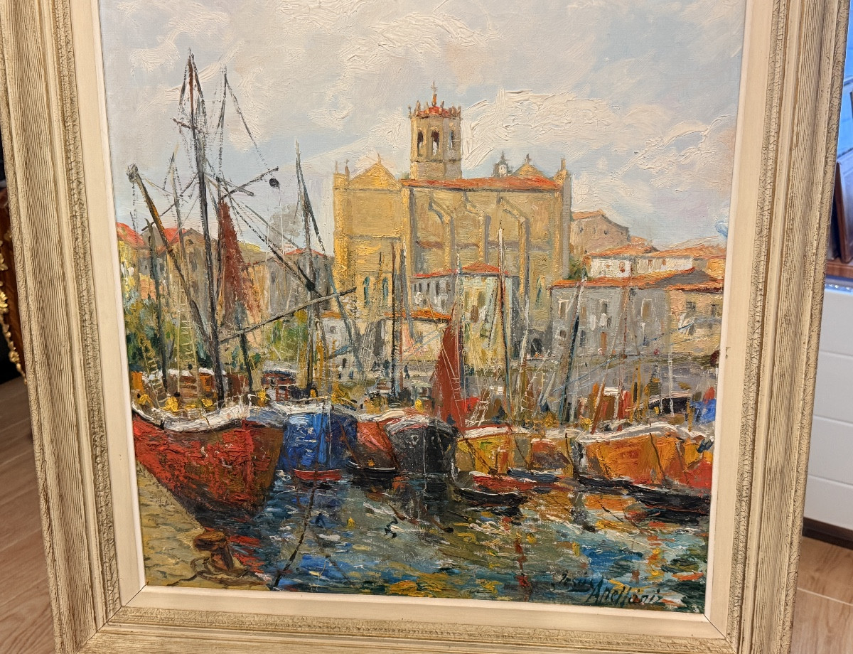 Mediterranean Oil On Canvas, 20th Century-photo-1