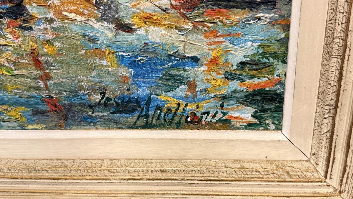 Mediterranean Oil On Canvas, 20th Century-photo-2