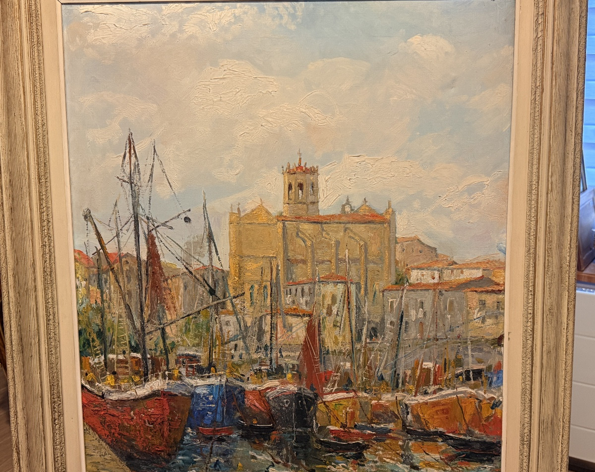 Mediterranean Oil On Canvas, 20th Century-photo-5