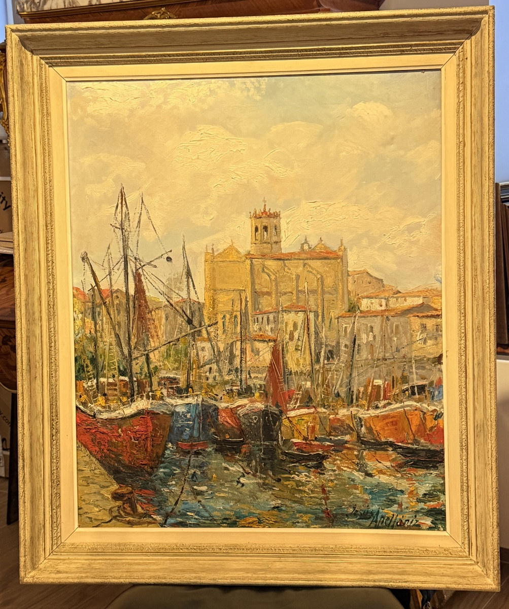 Mediterranean Oil On Canvas, 20th Century-photo-8