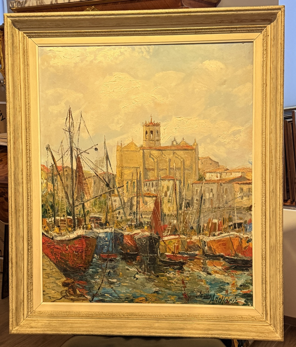 Mediterranean Oil On Canvas, 20th Century