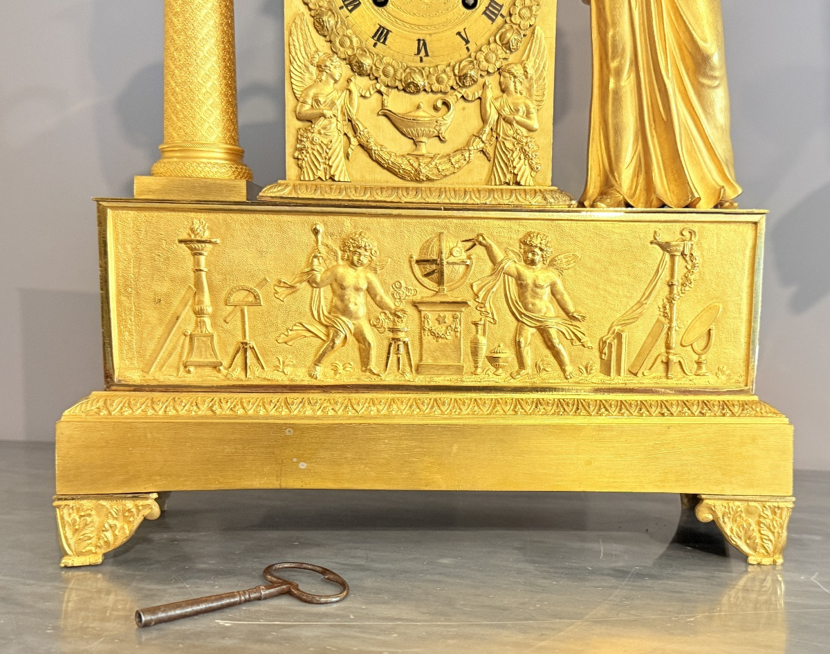 Gilded Bronze Mercury Clock From The Empire Period, 19th Century-photo-3