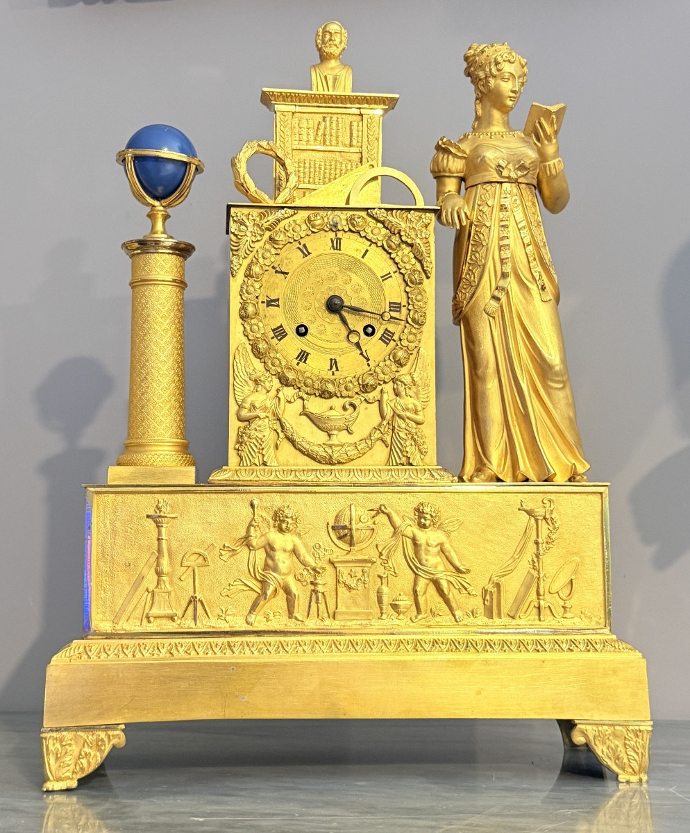 Gilded Bronze Mercury Clock From The Empire Period, 19th Century-photo-3