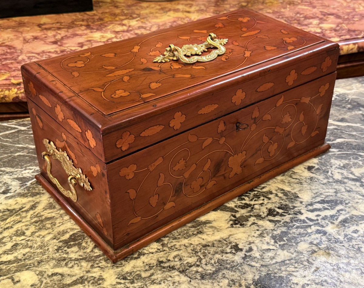 Coffret en Marqueterie de Fleurs , Époque XVIIIe Siècle 