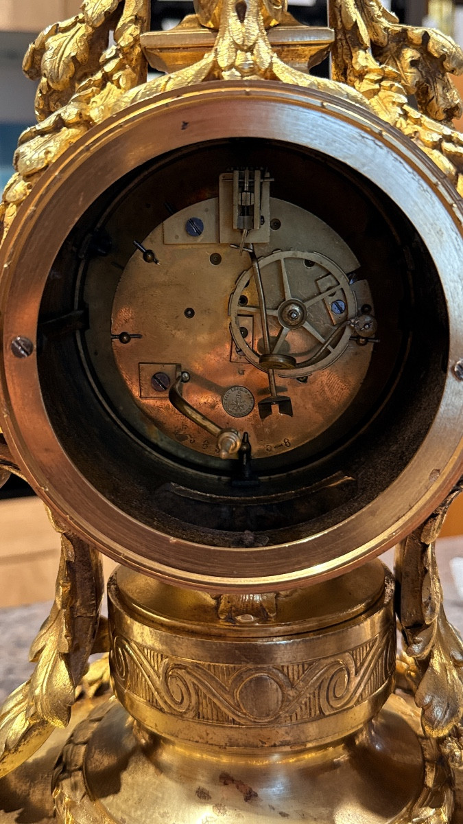 Louis XVI Gilt Bronze Clock: H 46 Cm-photo-4