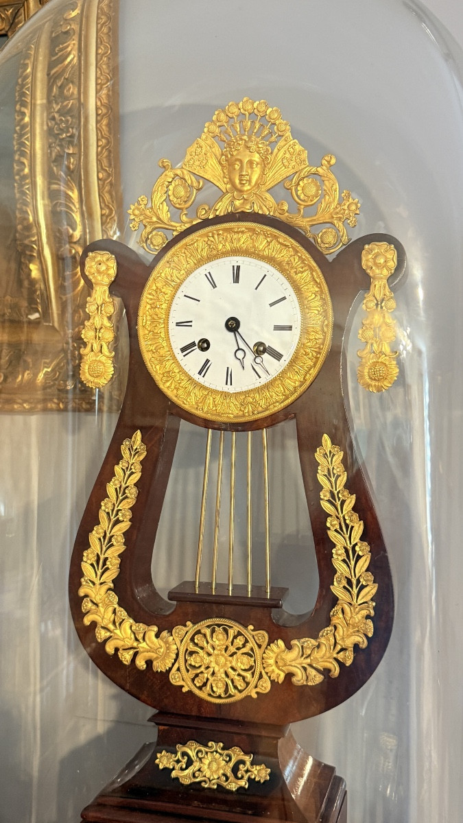 Grande Pendule LYRE  Charles X avec son Globe :  65 CM -photo-3